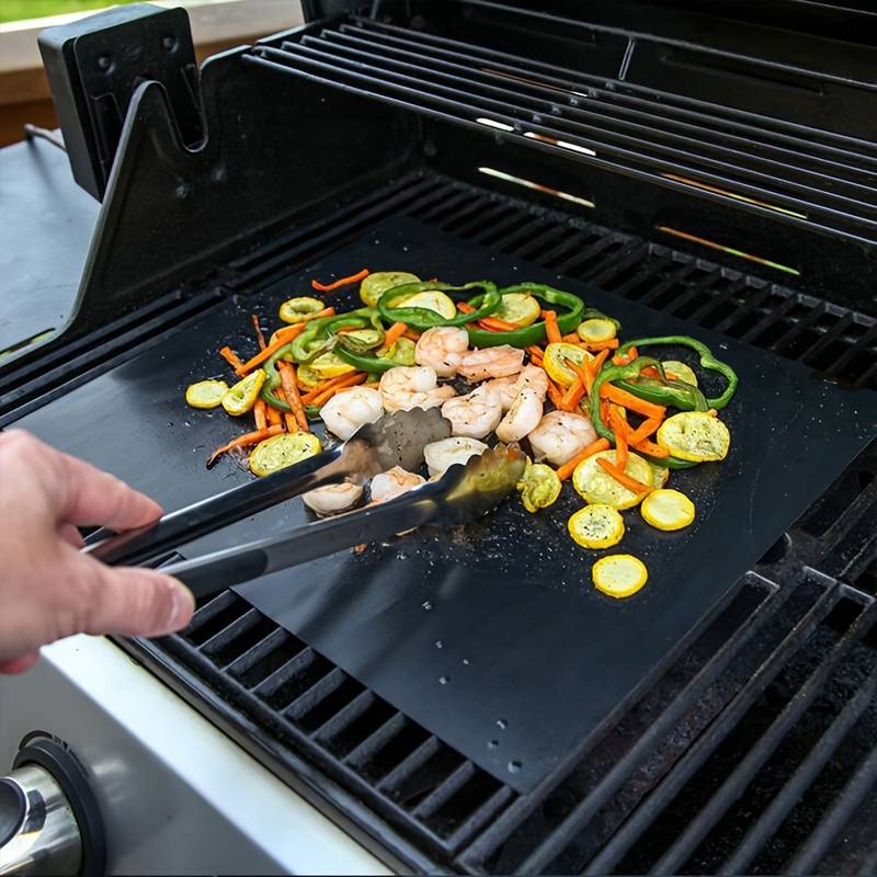 4 Grillmatten | inkl. gratis Grillzange & Pinsel | Backmatten