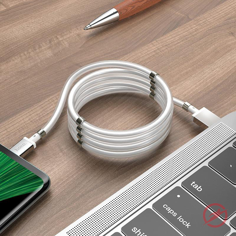 USB Kabel | Micro USB auf USB | Magnete | Weiß | Ladekabel | 1m