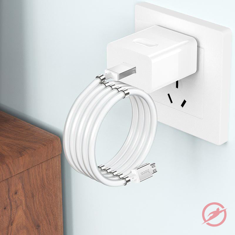 USB Kabel | Micro USB auf USB | Magnete | Weiß | Ladekabel | 1m