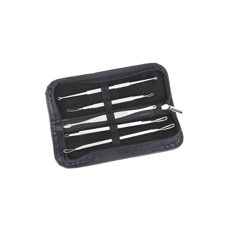 Mitesser Entferner - Set | Kunstleder Case | 5er Set