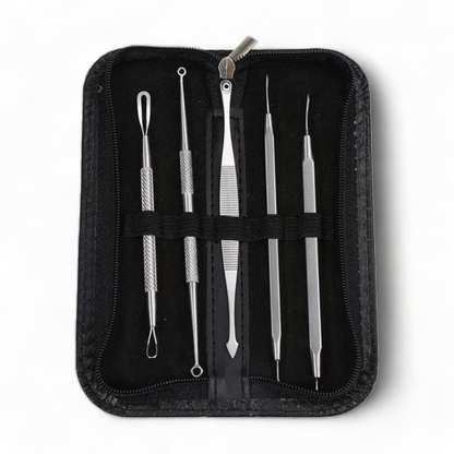 Mitesser Entferner - Set | Kunstleder Case | 5er Set