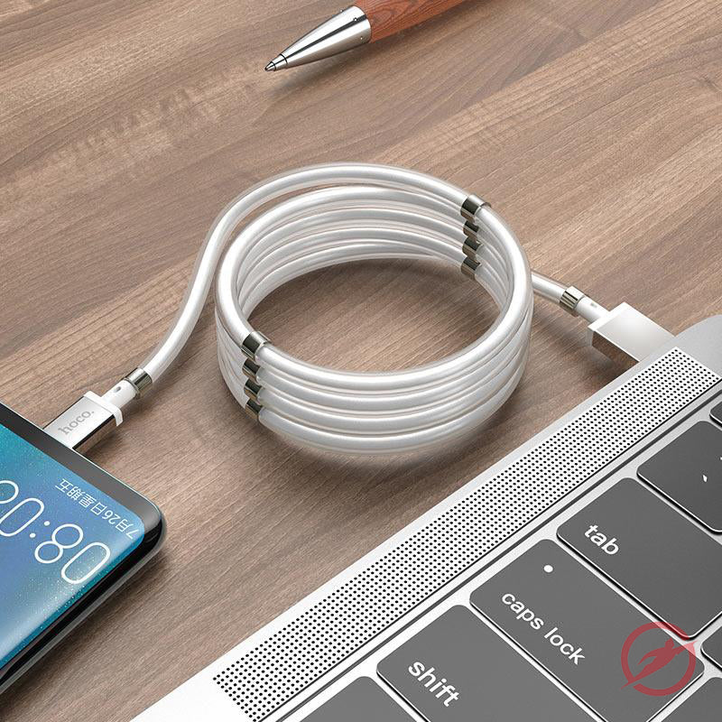 USB Kabel | Typ C auf USB | Magnete | Weiß | Ladekabel | 1m