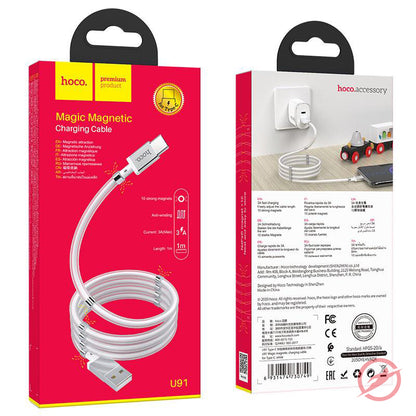 USB Kabel | Typ C auf USB | Magnete | Weiß | Ladekabel | 1m